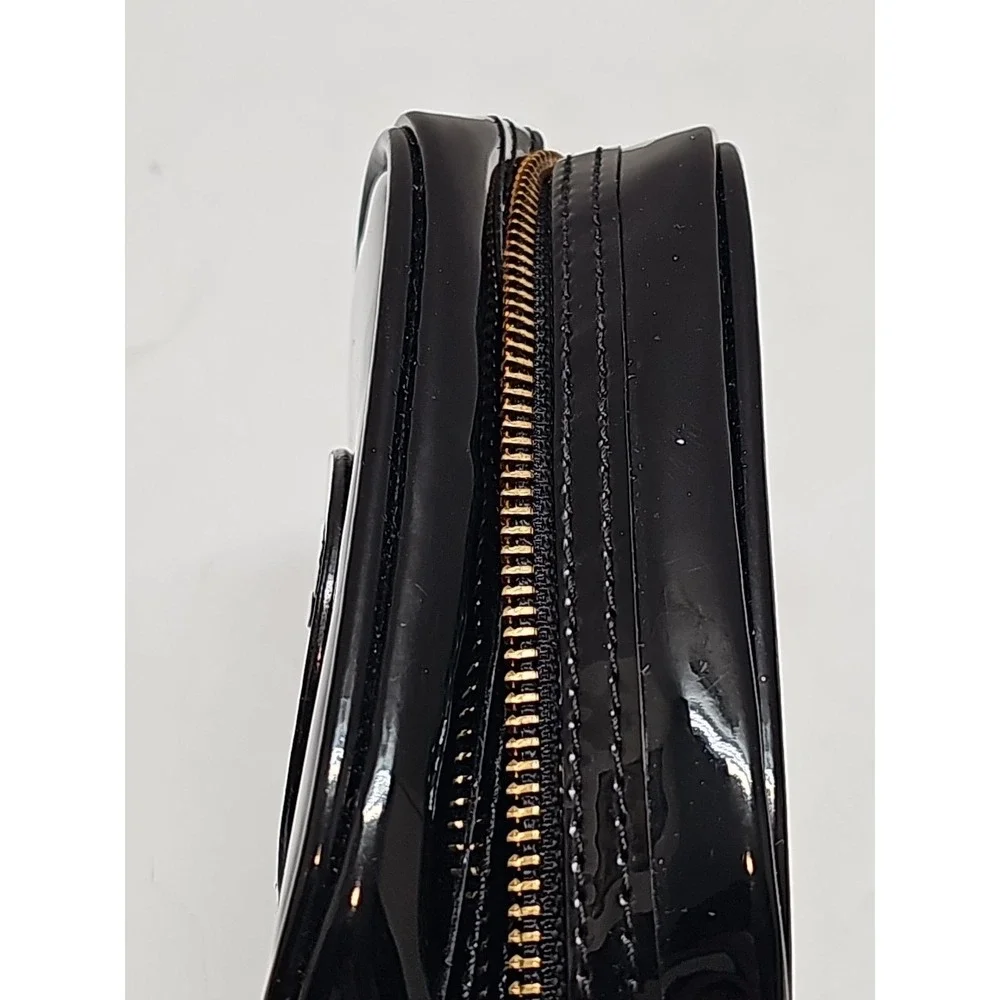 Tory Burch Black Patent Leather Small Cosmetic Case /Travel Makeup Case
